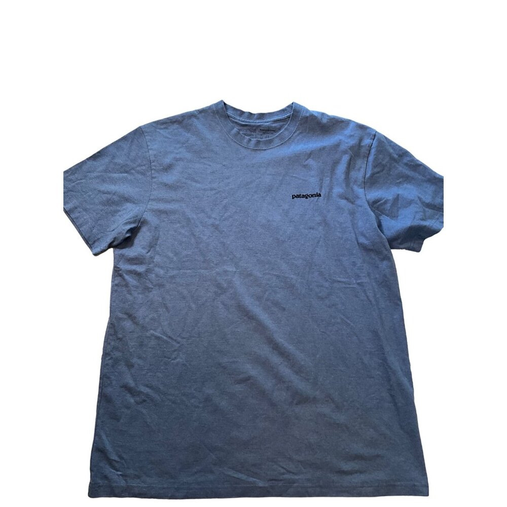 Patagonia Blue Men's T-shirt Short Sleeve Logo on Back